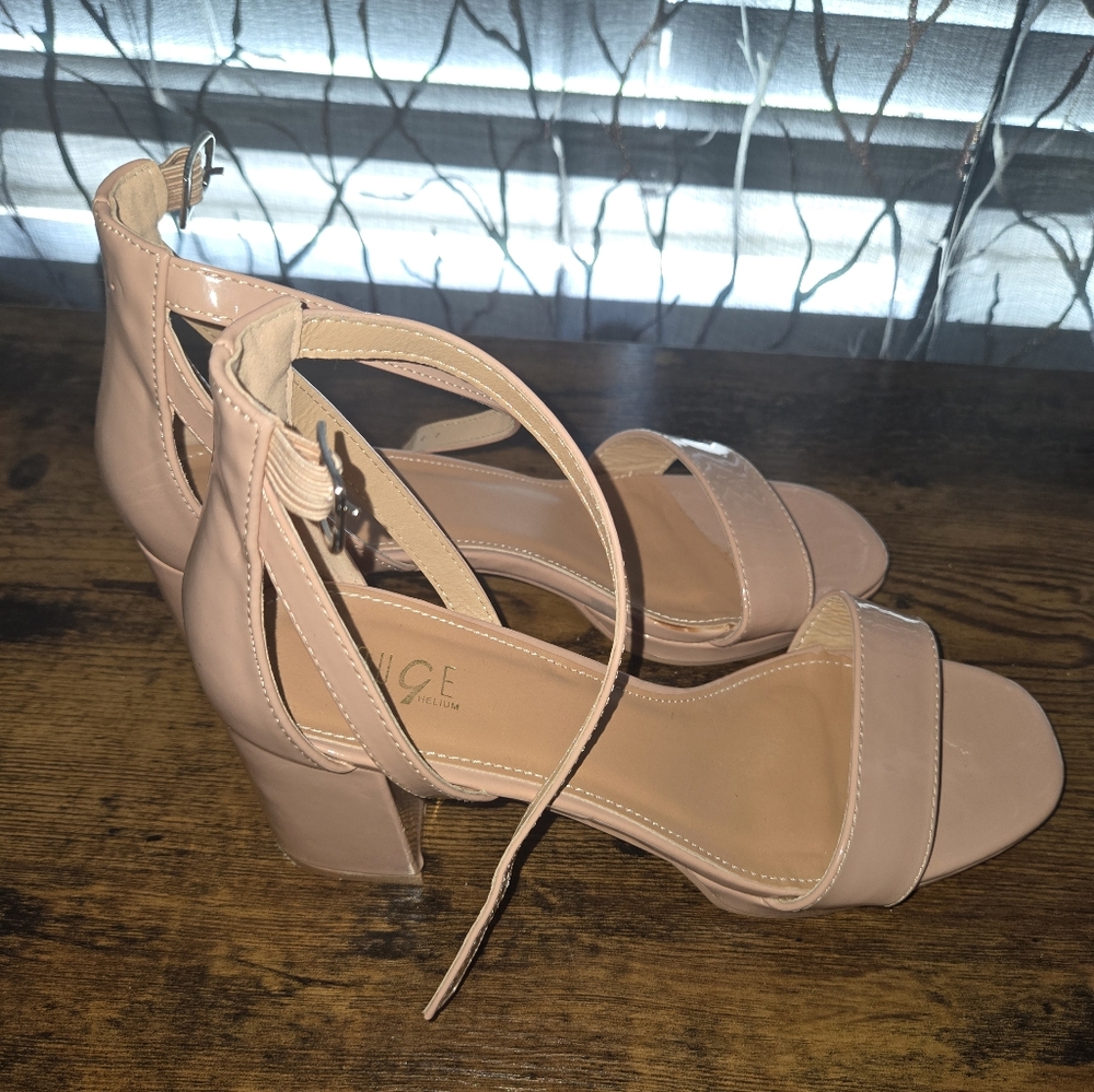 Rouge Helium Nude Strappy Sandals with Block Heel